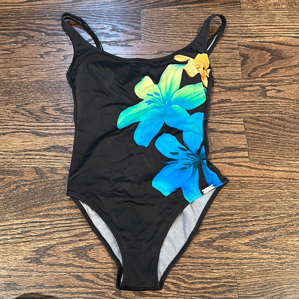 Vintage One Piece Floral Tropical Swimsuit